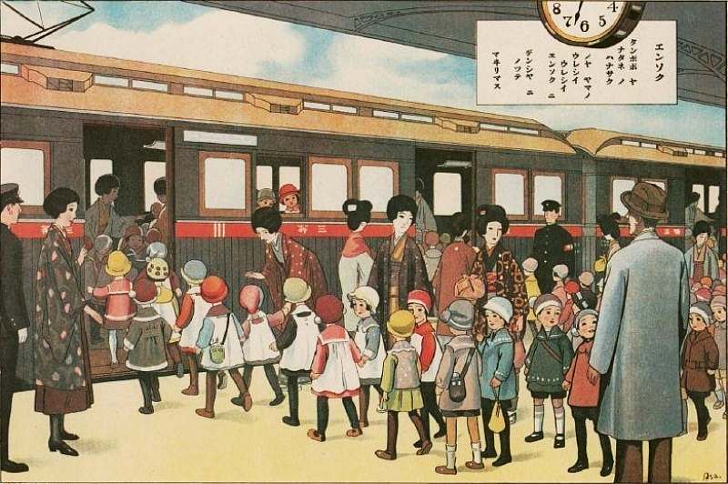 幼稚園児の電車遠足。1927年