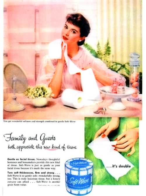 1955年のアメリカ・Soft-Weveティッシュ雑誌広告
