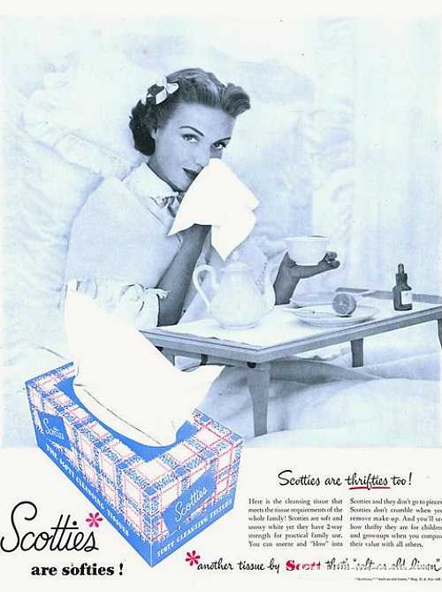 1950年のアメリカ・scottieティッシュ雑誌広告